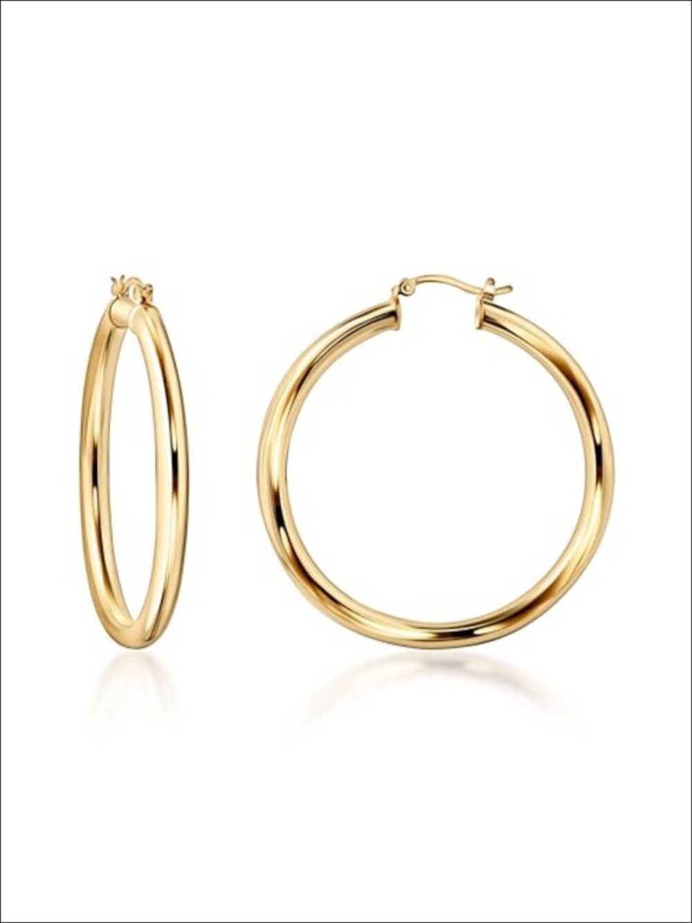 18K Gold Plated 4MM Solid Hoop Earrings High Polish Tarnish Free